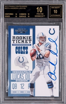 2012 Panini Contenders #201 Andrew Luck Signed Rookie Card - BGS PRISTINE/Black Label 10/Auto 10
